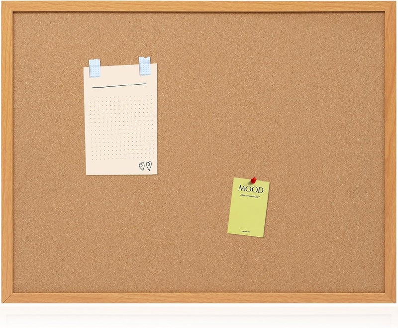 Board2by Cork Board Bulletin Board 24 x 36, Wood Framed Corkboards for Wall Decor, Hanging Office Message Board, Large Wall Mounted Notice Pin Board with 15 Push Pins for School, Home & Office - Image 1